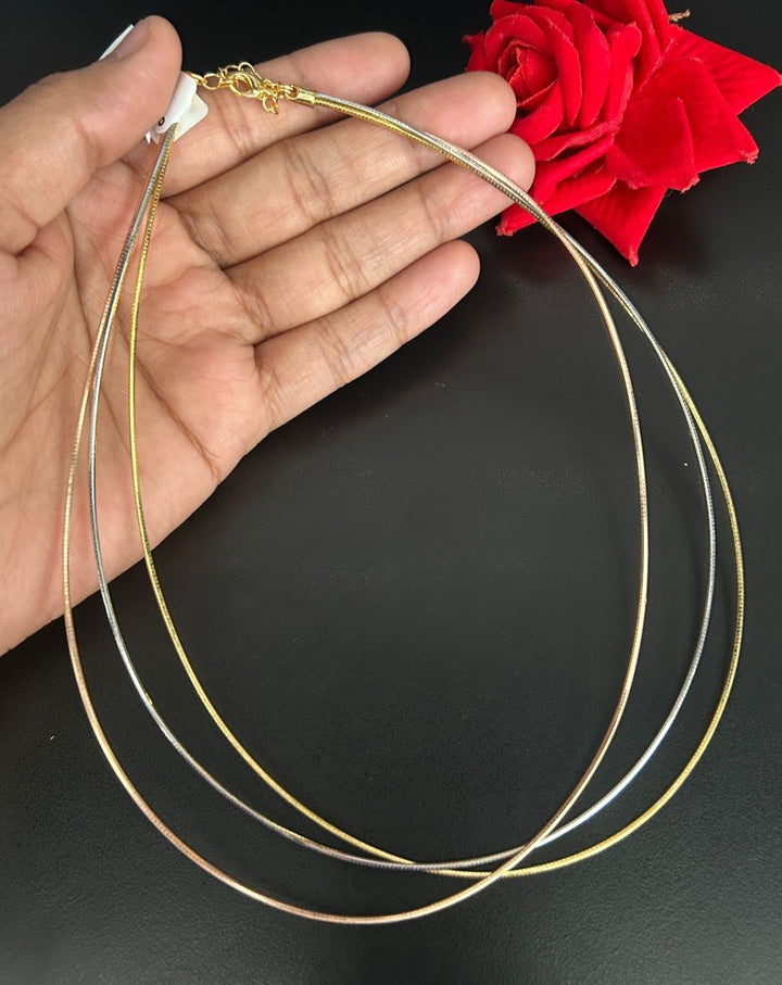 3 Liner Gold Silver Rose Gold Hasli Chain Necklace