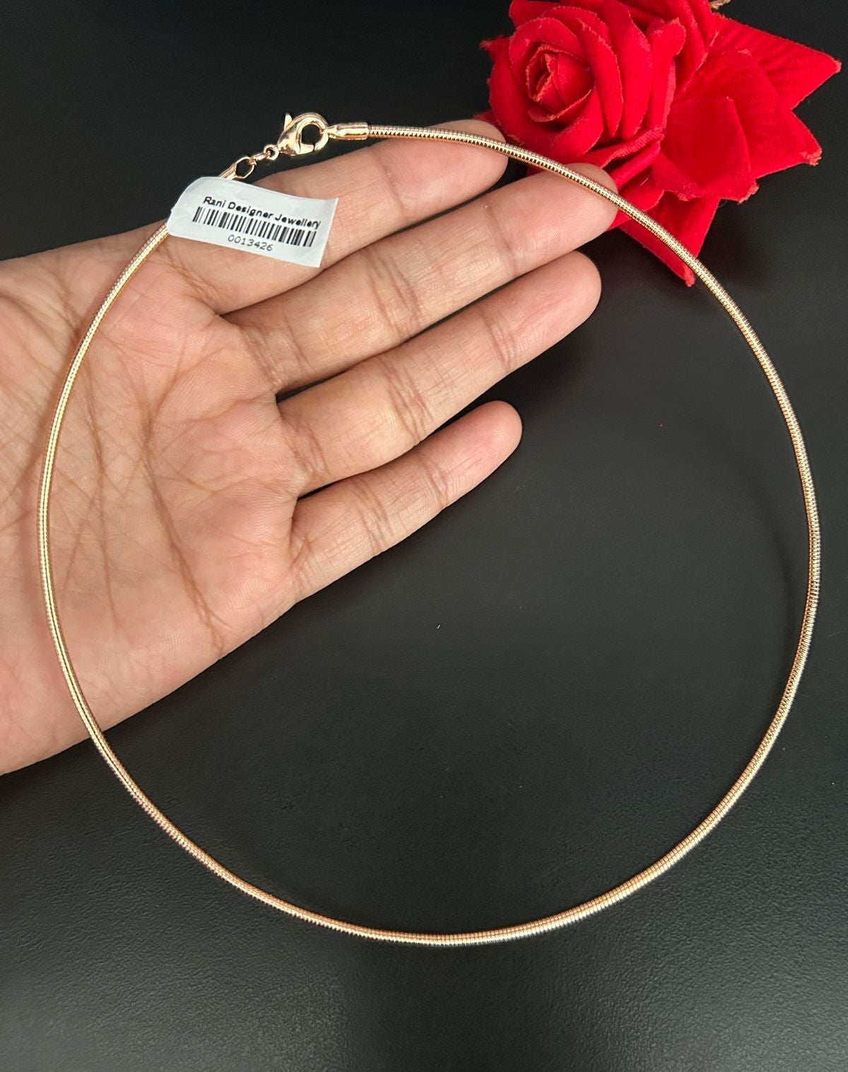 Rose Gold Italian Snake Hasli Necklace | Minimal Sleek Collar Style Chain for Women
