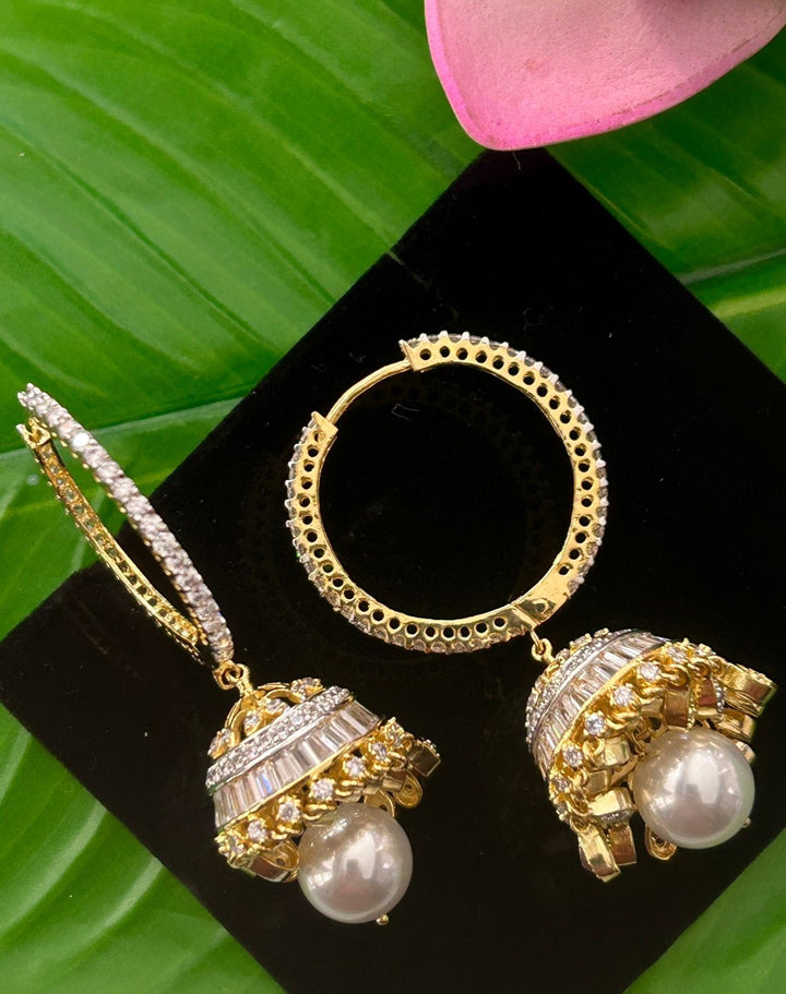 Stylish Hoop Pearl Jhumka Earrings Premium Gold Plated Traditional Design for Women