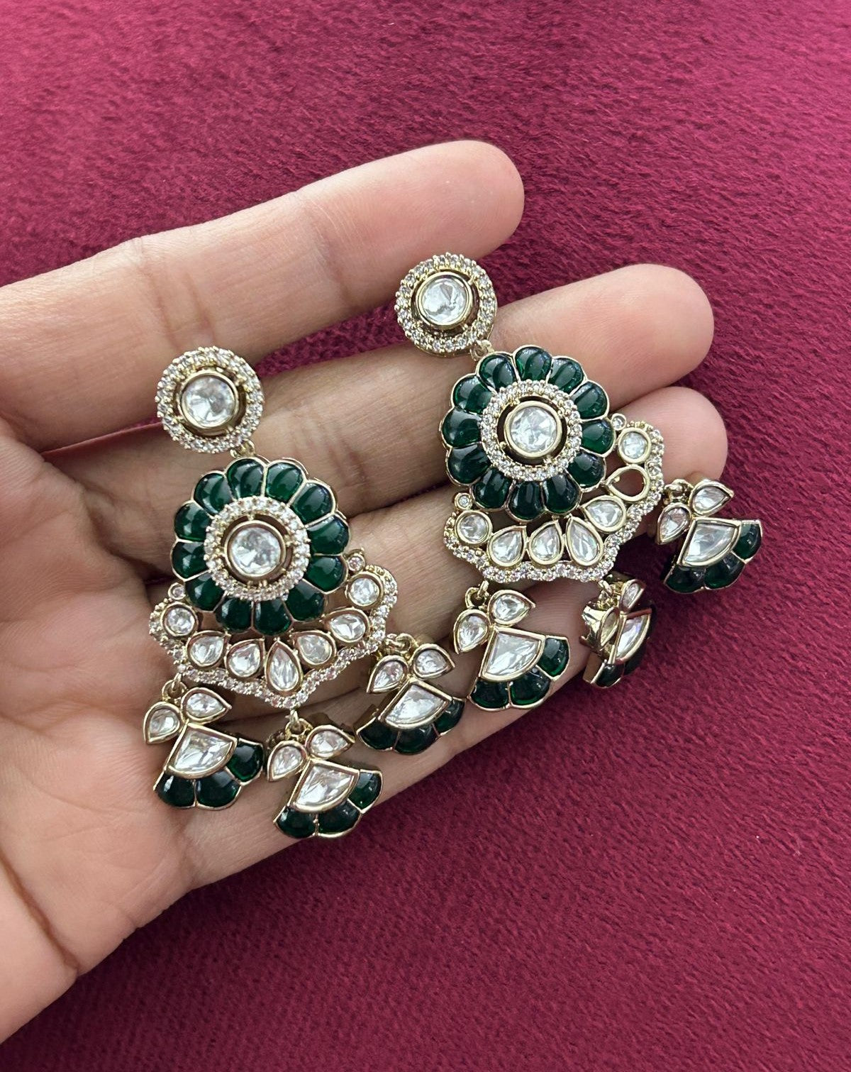 Royal Kundan Choker Necklace Set with Green & Maroon Detailing and Maang Tikka Mehandi Finish Bridal Set