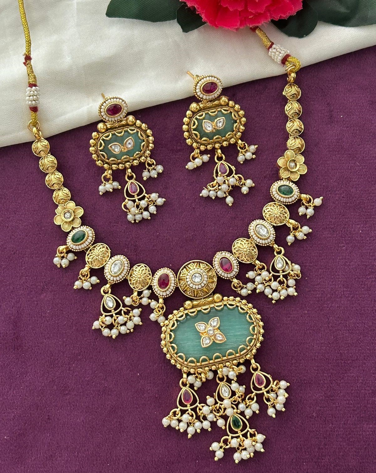 Choose Your Colour | 2 Variant Of Premium Antique Necklace set