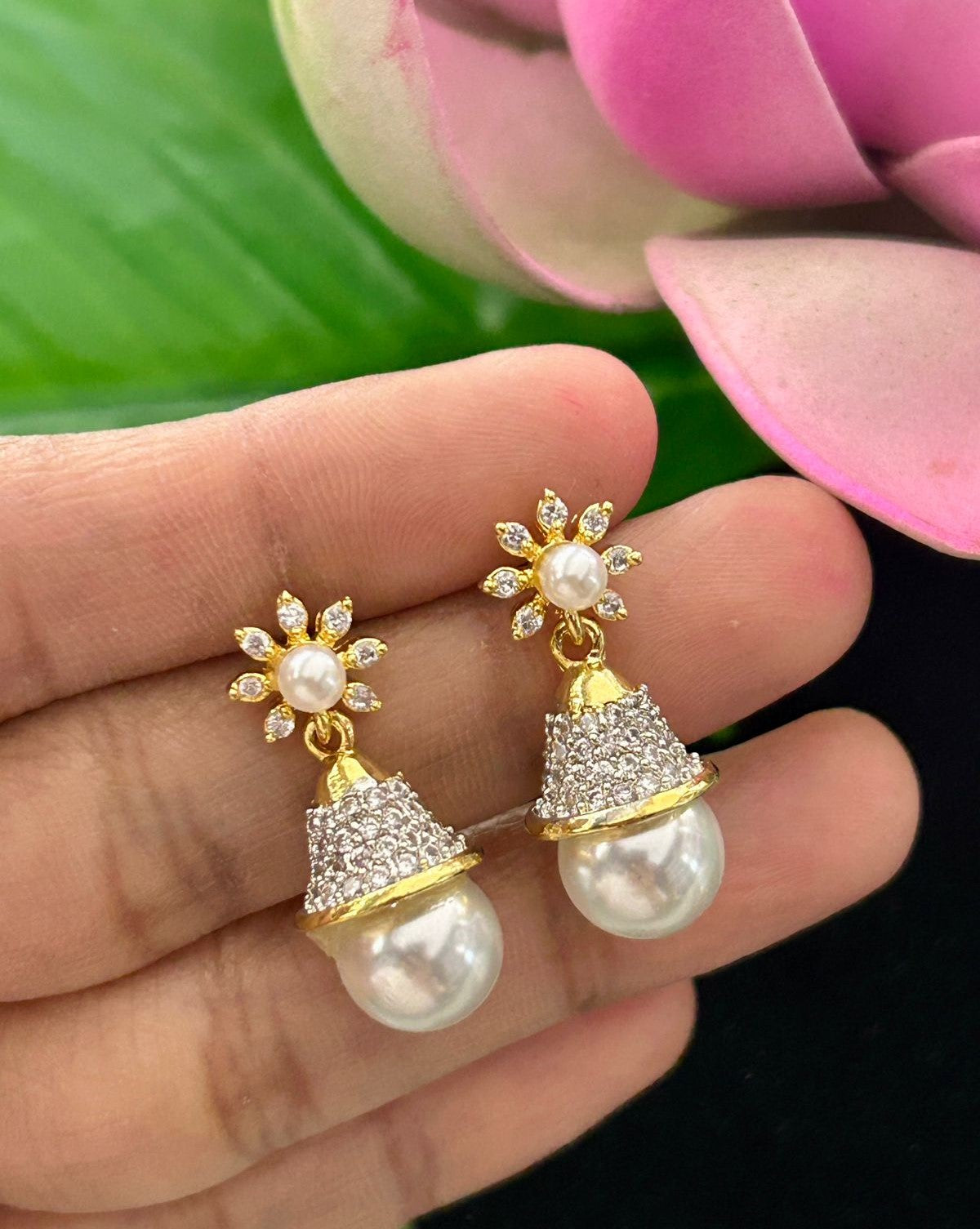 Premium Gold Plated & Silver Plated Pearl Drop Earrings for Women