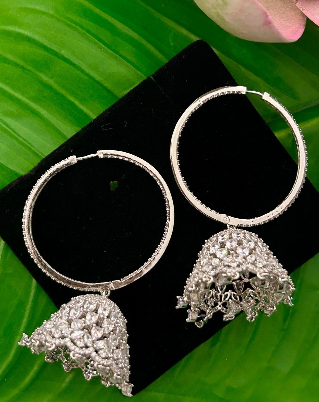 Elegant Jhumka Hoop Earrings Premium Silver Tone Traditional Design for Women