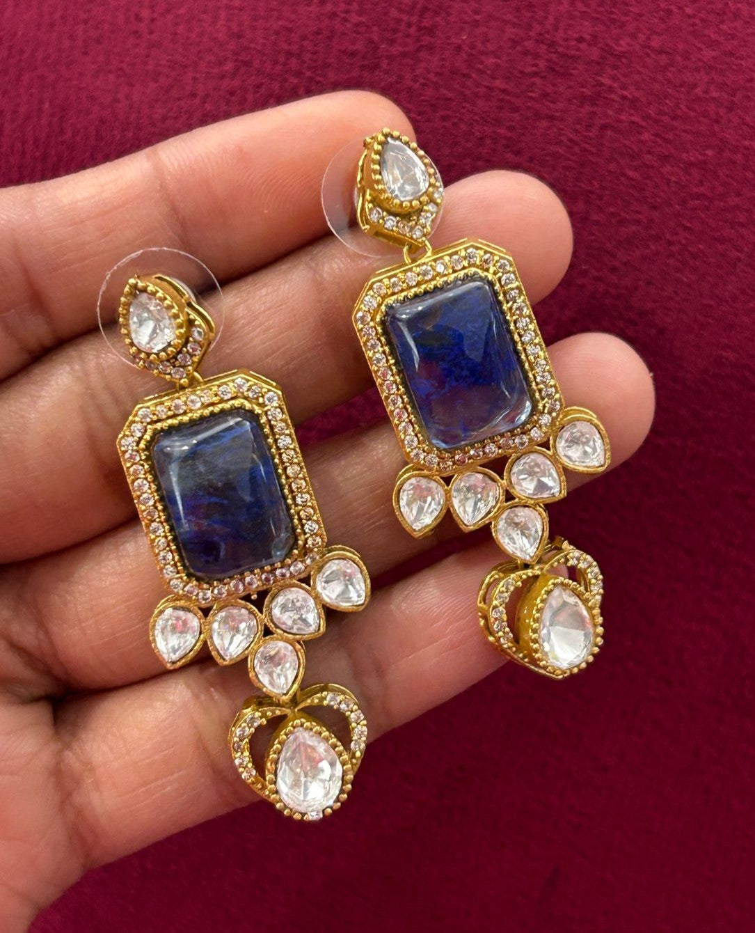 Premium Multicolor Natural Stone Statement Necklace Set with Earrings