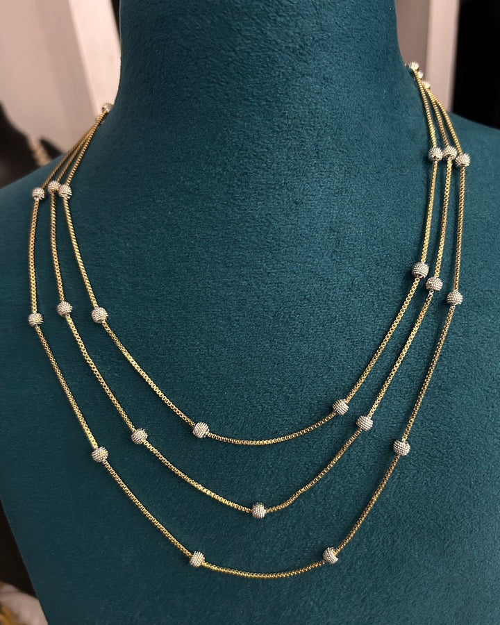 Italian Multi Layer Beaded Premium Layered Chain for Women | Dual Tone