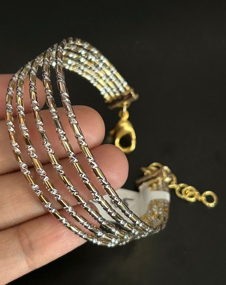 Openable Premium Textured Multi-Layer Bracelet in Gold & Silver Tone