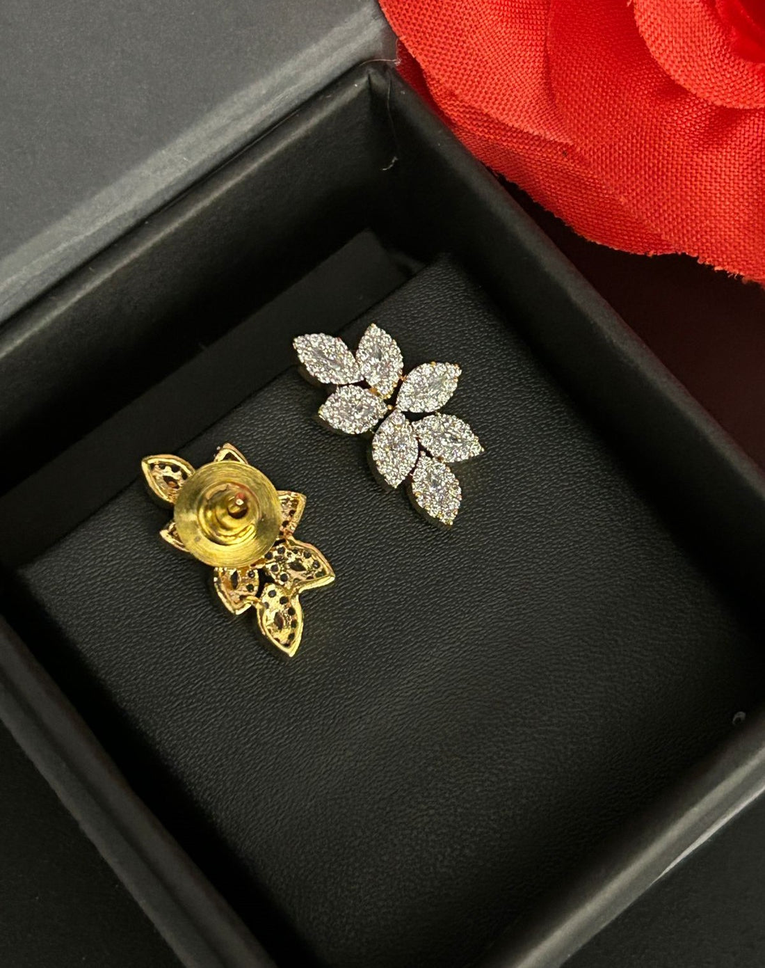Premium Florique Spark Studs – Floral Diamond Cluster Earrings in Premium Finish
