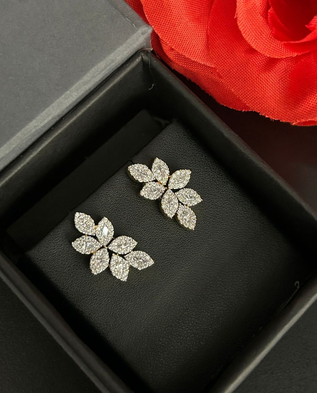 Premium Florique Spark Studs – Floral Diamond Cluster Earrings in Premium Finish