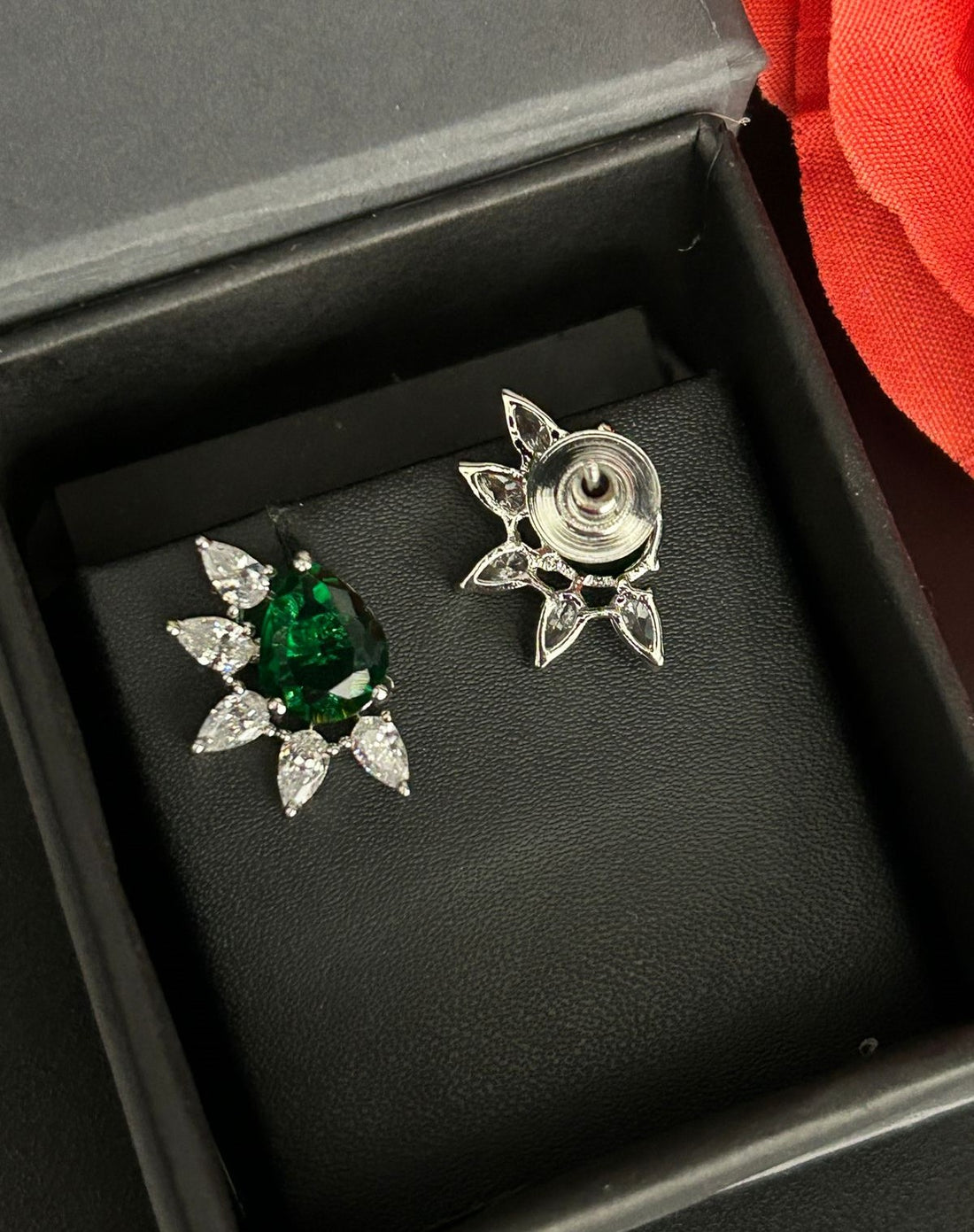 Celestia Bloom Studs – Pear Stone Diamond Floral Earrings (Multi Color Variants) - Silver Plated