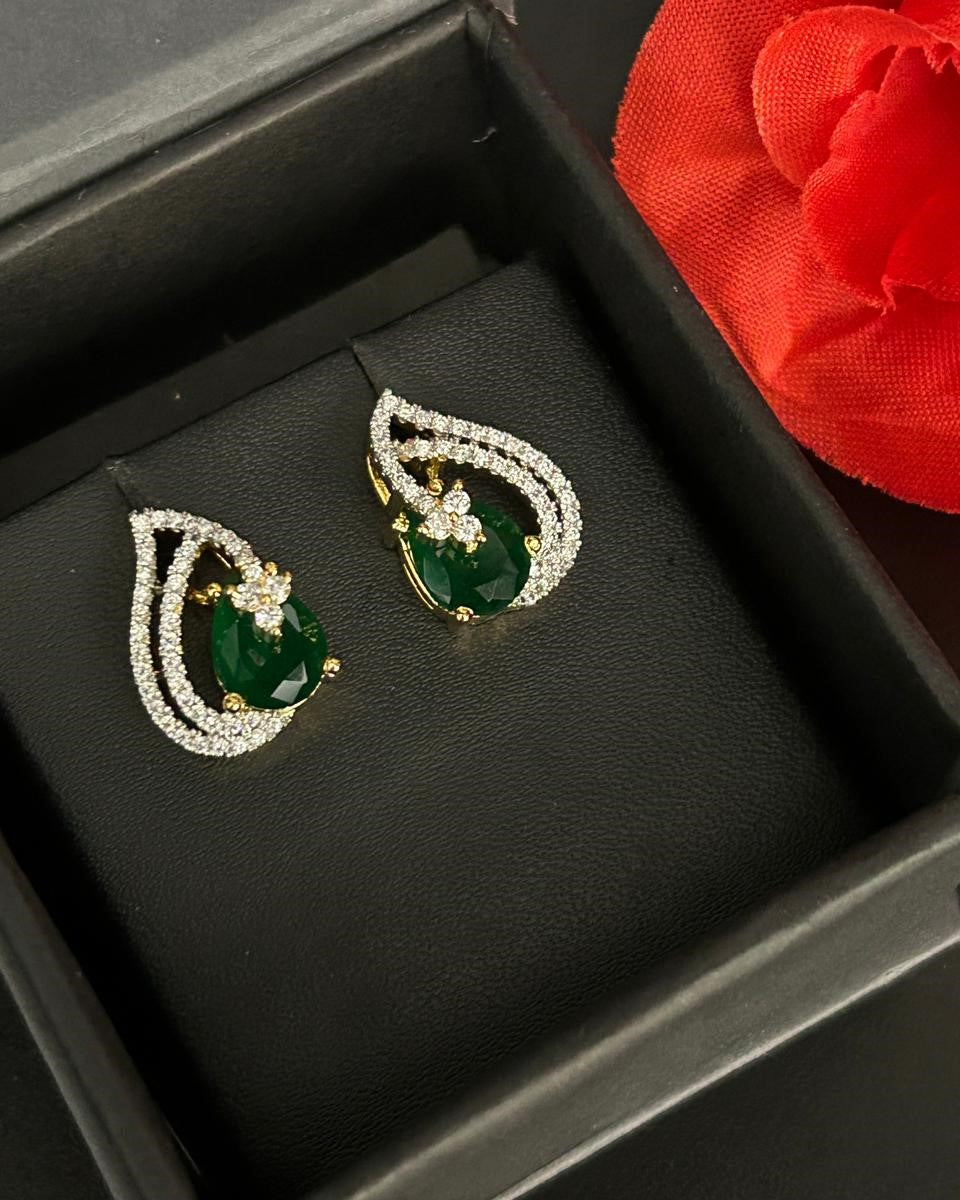 Premium Teardrop Diamond Aura Earrings for Women | Ruby, Emerald, Sapphire & Crystal Party Wear Earrings
