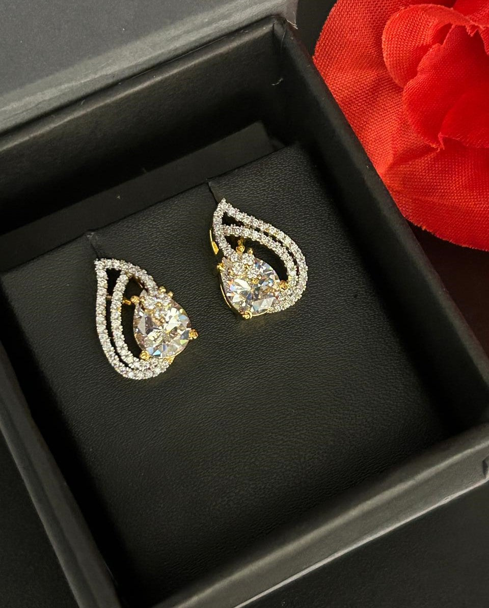 Premium Teardrop Diamond Aura Earrings for Women | Ruby, Emerald, Sapphire & Crystal Party Wear Earrings