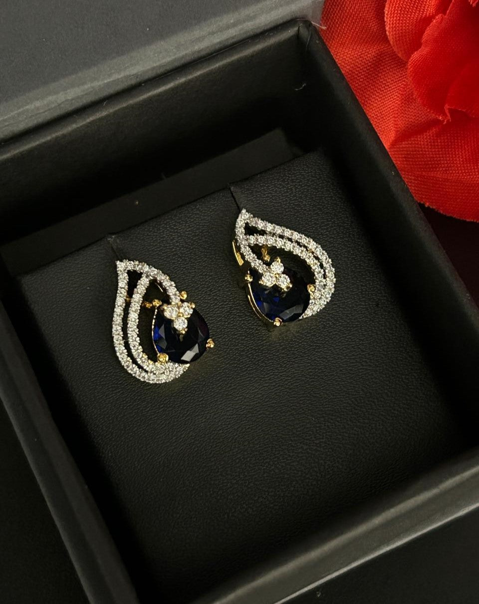 Premium Teardrop Diamond Aura Earrings for Women | Ruby, Emerald, Sapphire & Crystal Party Wear Earrings