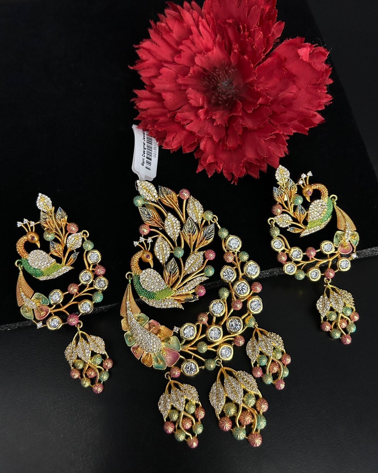 Premium Mayura Heritage Pendant Set – Gold Polish Peacock Design