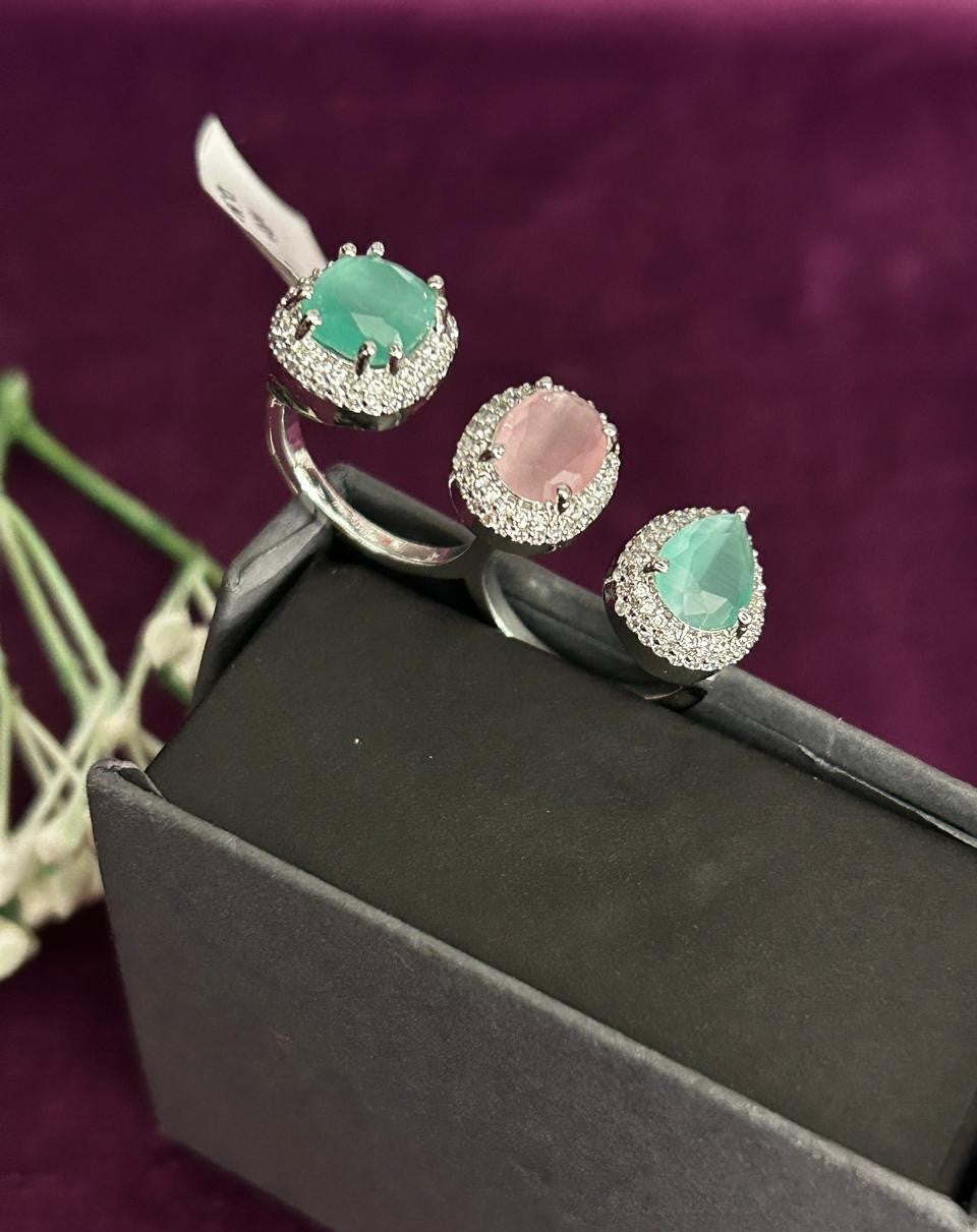 Aurielle Trinity Adjustable Double Finger Ring