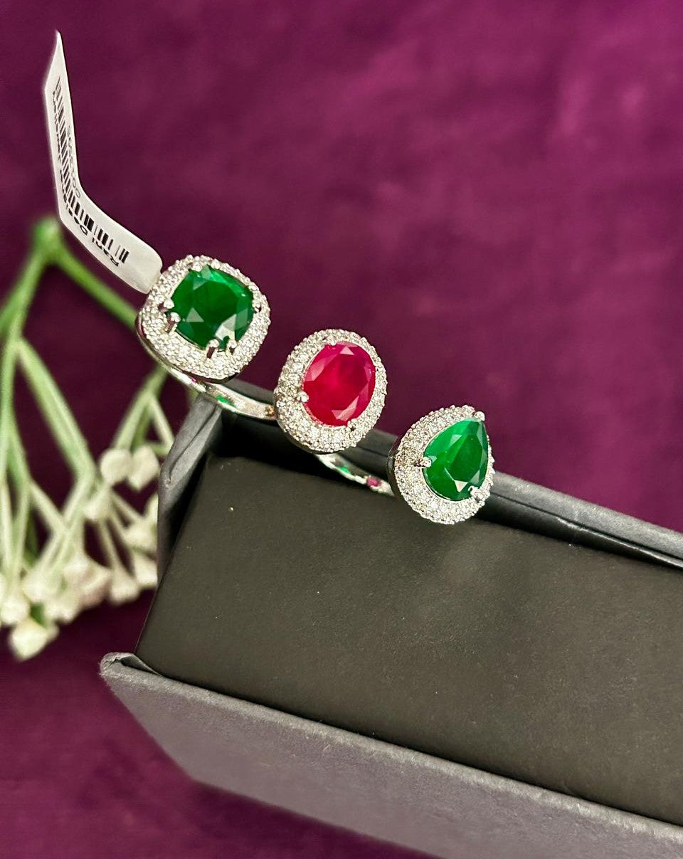 Aurielle Trinity Adjustable Double Finger Ring