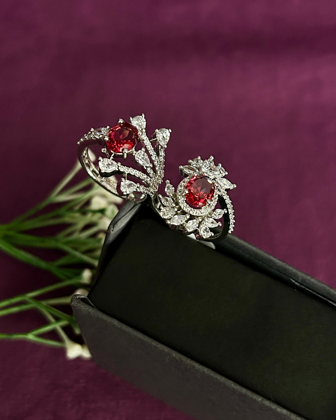 Elara Bloom Adjustable Double Finger Statement Ring