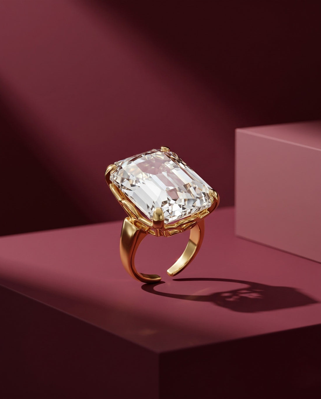 Emerald Cut Moissanite Adjustable Ring