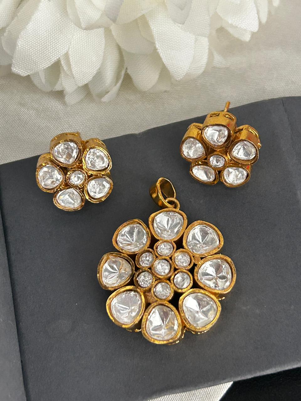 Aurelia Moissanite Floral Pendant Set