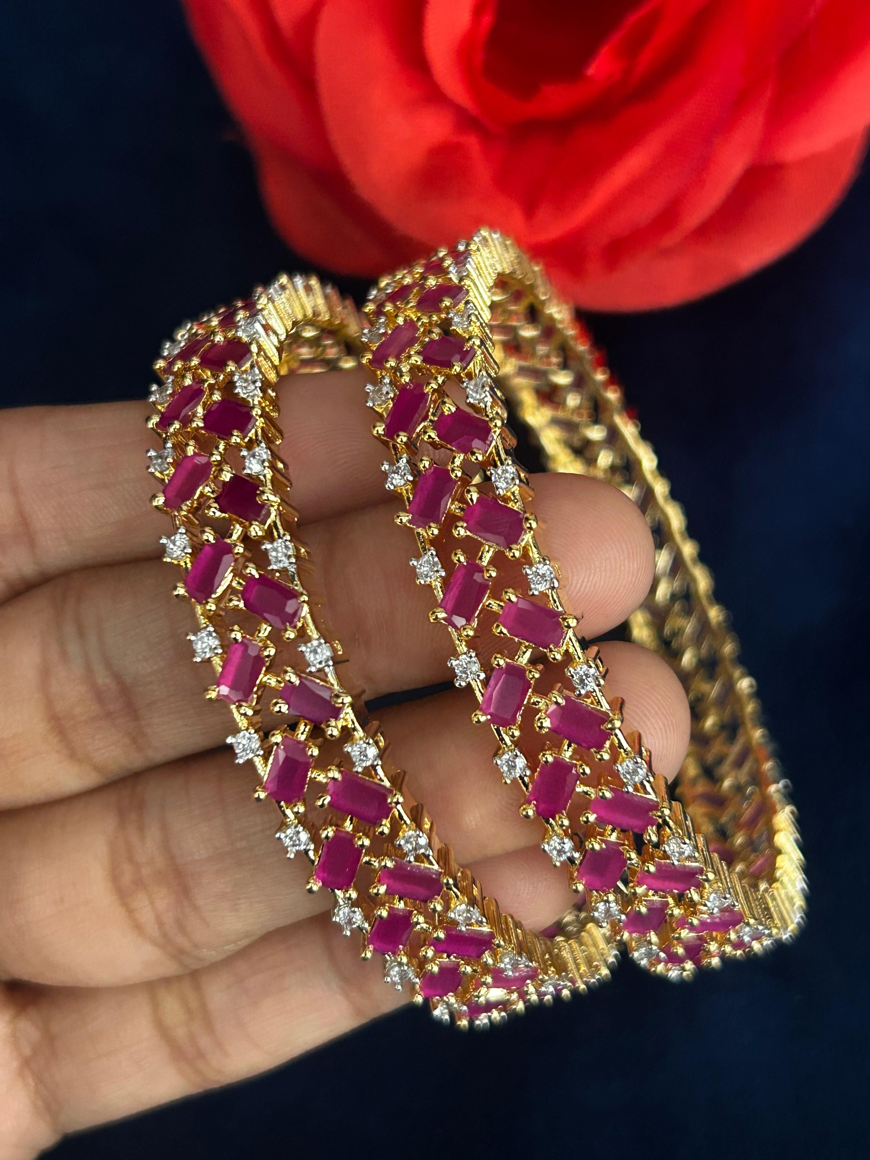 Laavanya Ruby Stone Bangles