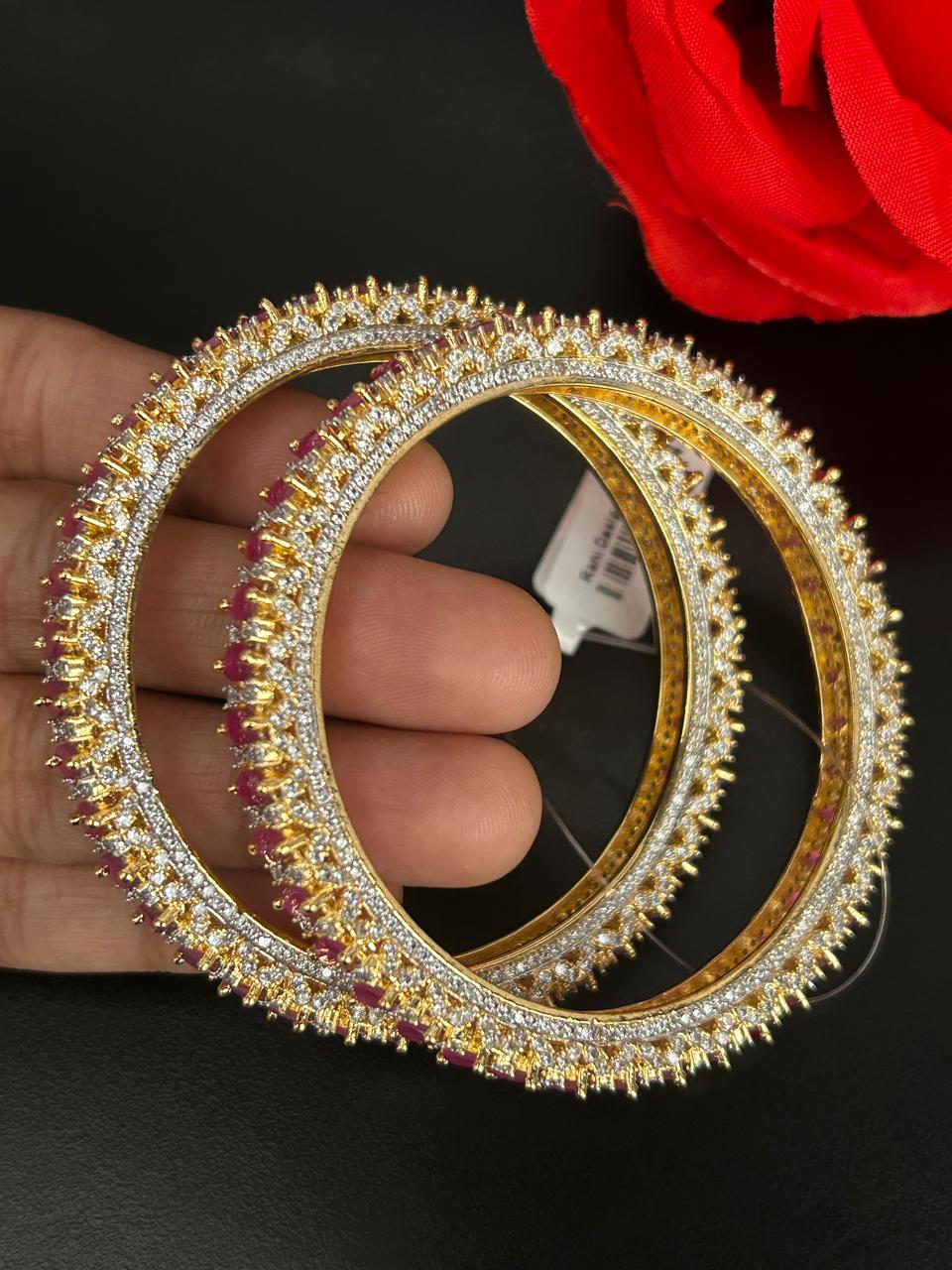 Rajsi Gulnaar Ruby Stone Diamond Bangles