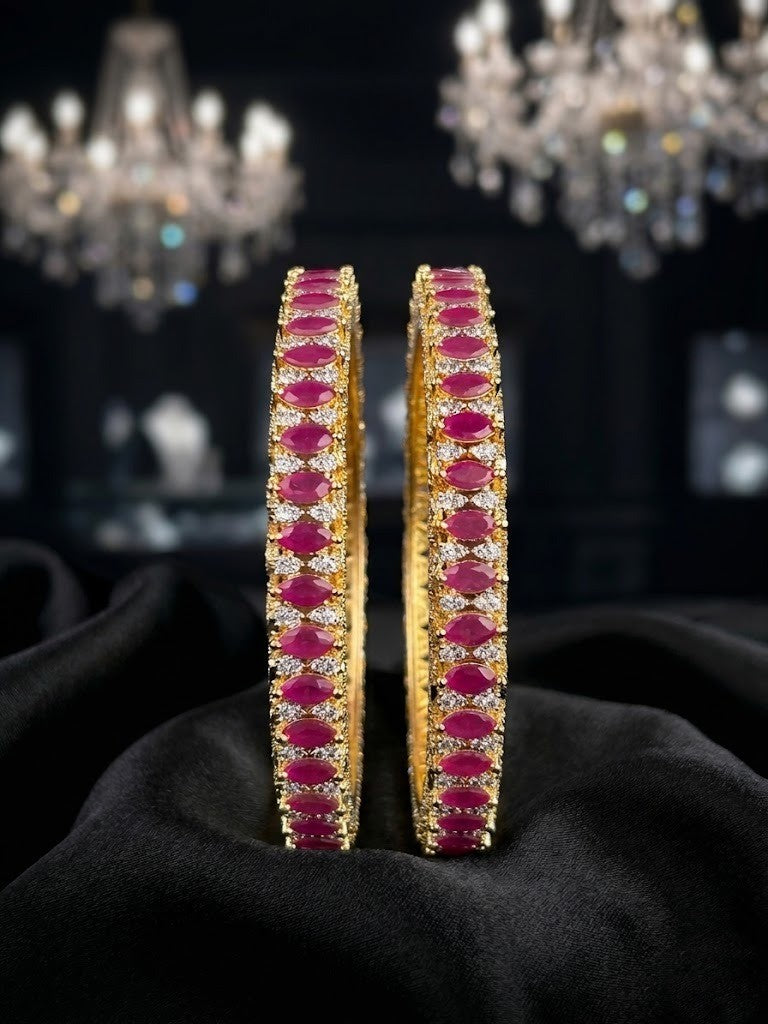 Rajsi Gulnaar Ruby Stone Diamond Bangles