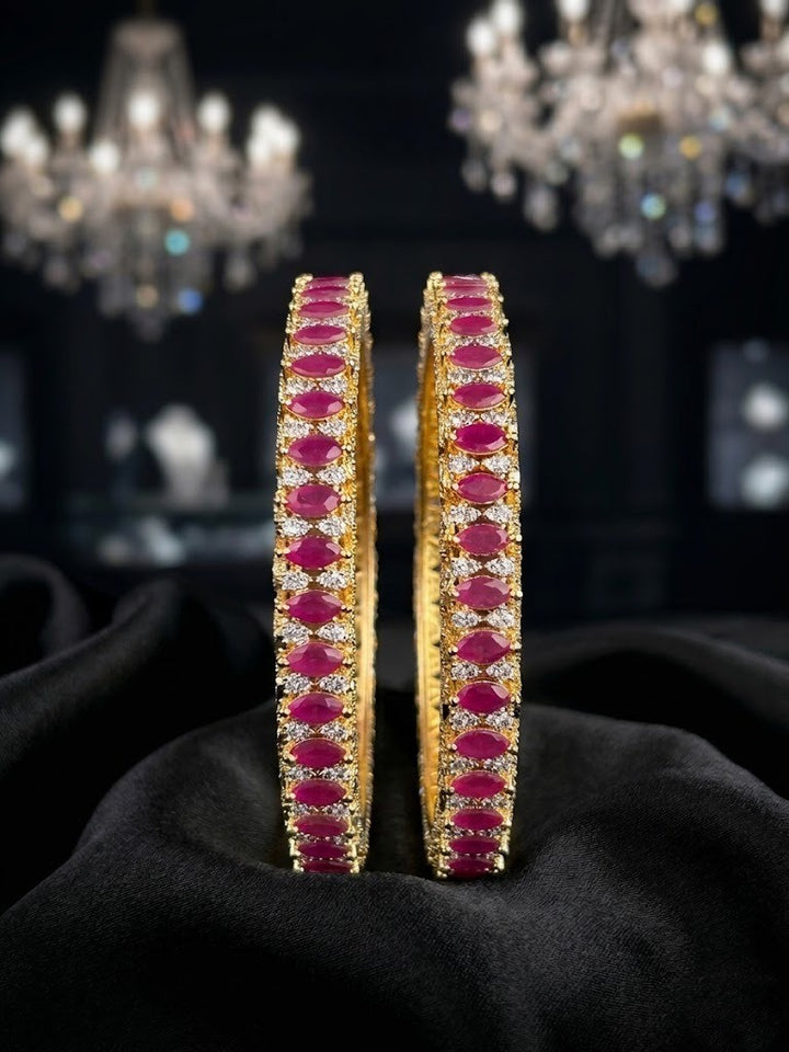 Rajsi Gulnaar Ruby Stone Diamond Bangles