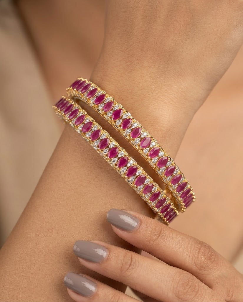 Rajsi Gulnaar Ruby Stone Diamond Bangles