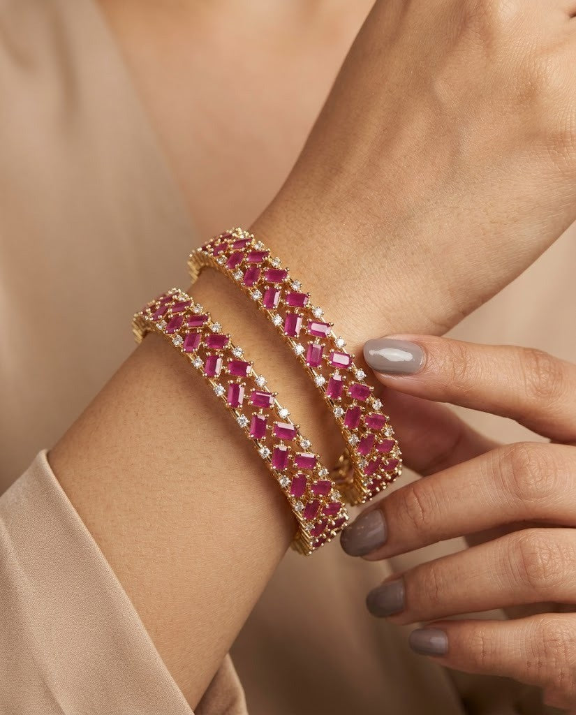 Laavanya Ruby Stone Bangles