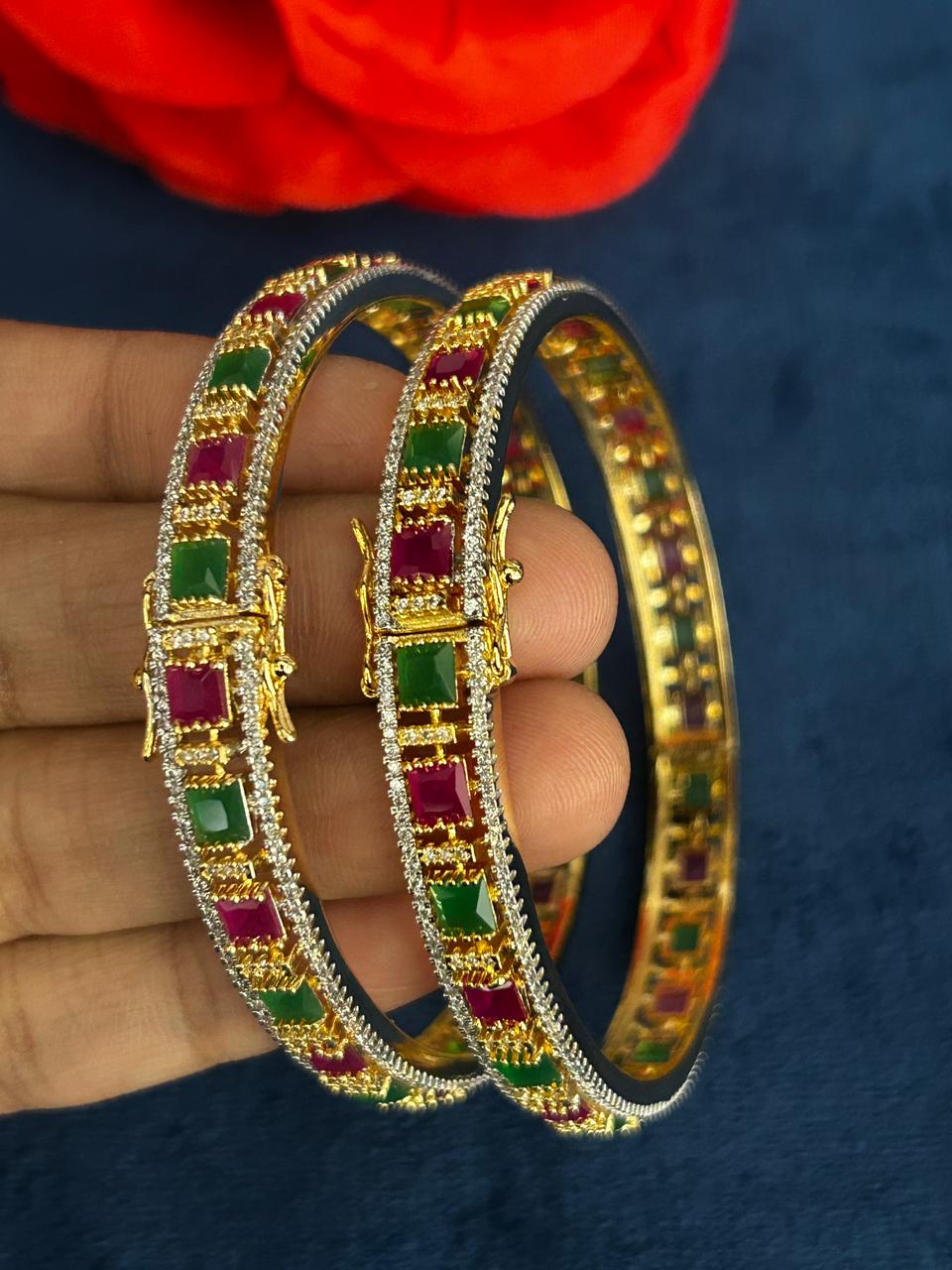Rangmahal Panna Ruby Openable Bangles