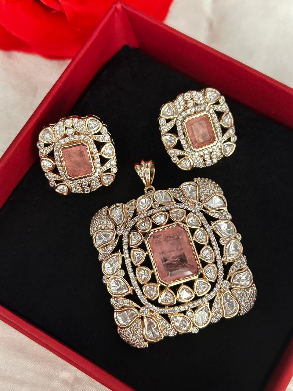Gulraani Blush Moissanite Pendant Set