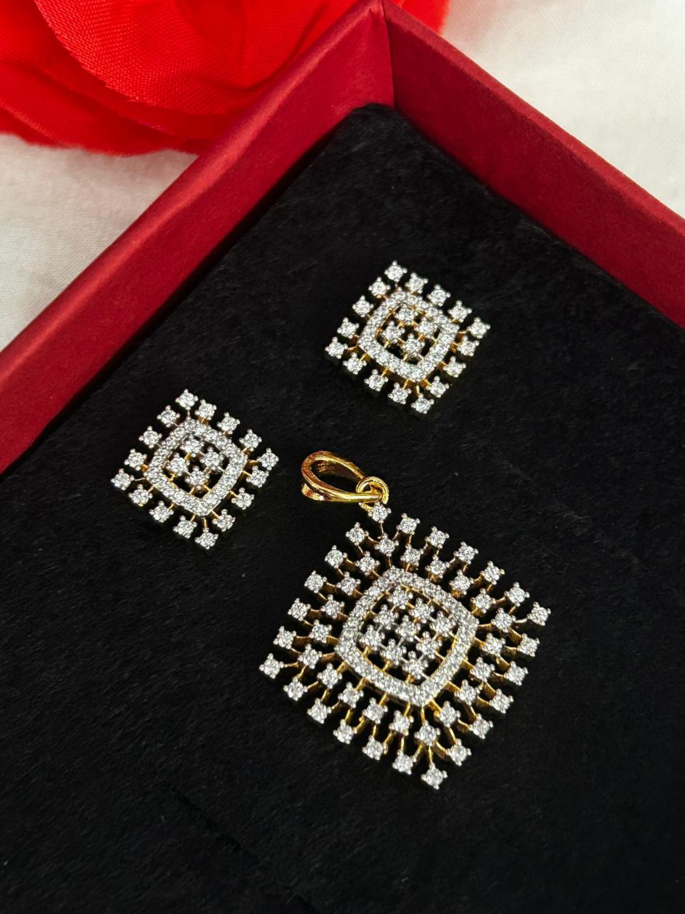 Aarunya Diamond Pendant Set with Designer Stud Earrings