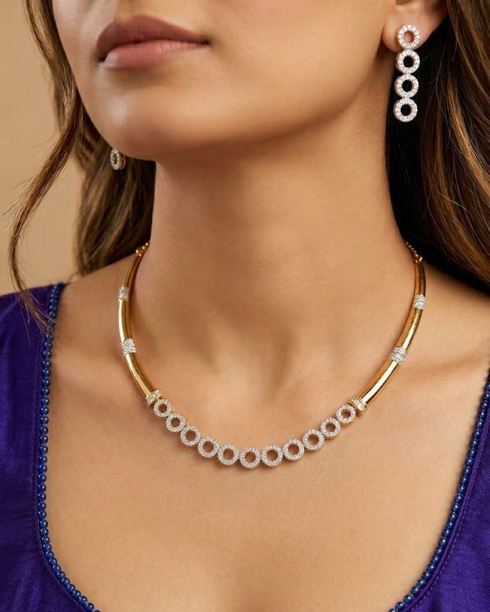 Varnika Diamond Circle Statement Necklace for Women