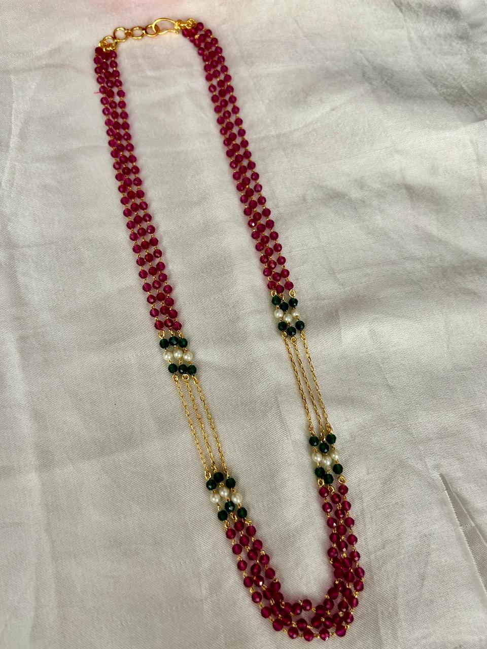 Gulnaar Heritage Ruby Beaded Mala Necklace