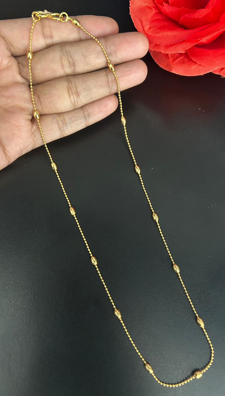 Oval Bead Gold Finish Chain for Women