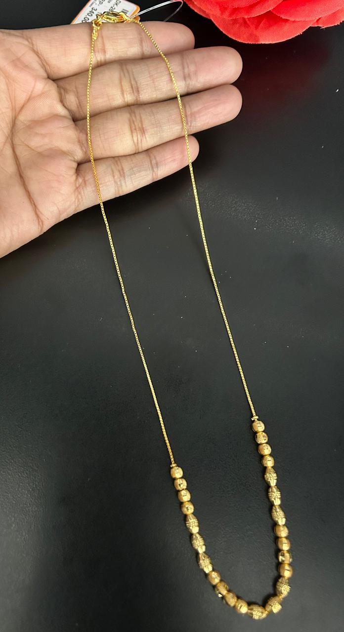Gold Finish Beaded Daily Wear Chain for Women