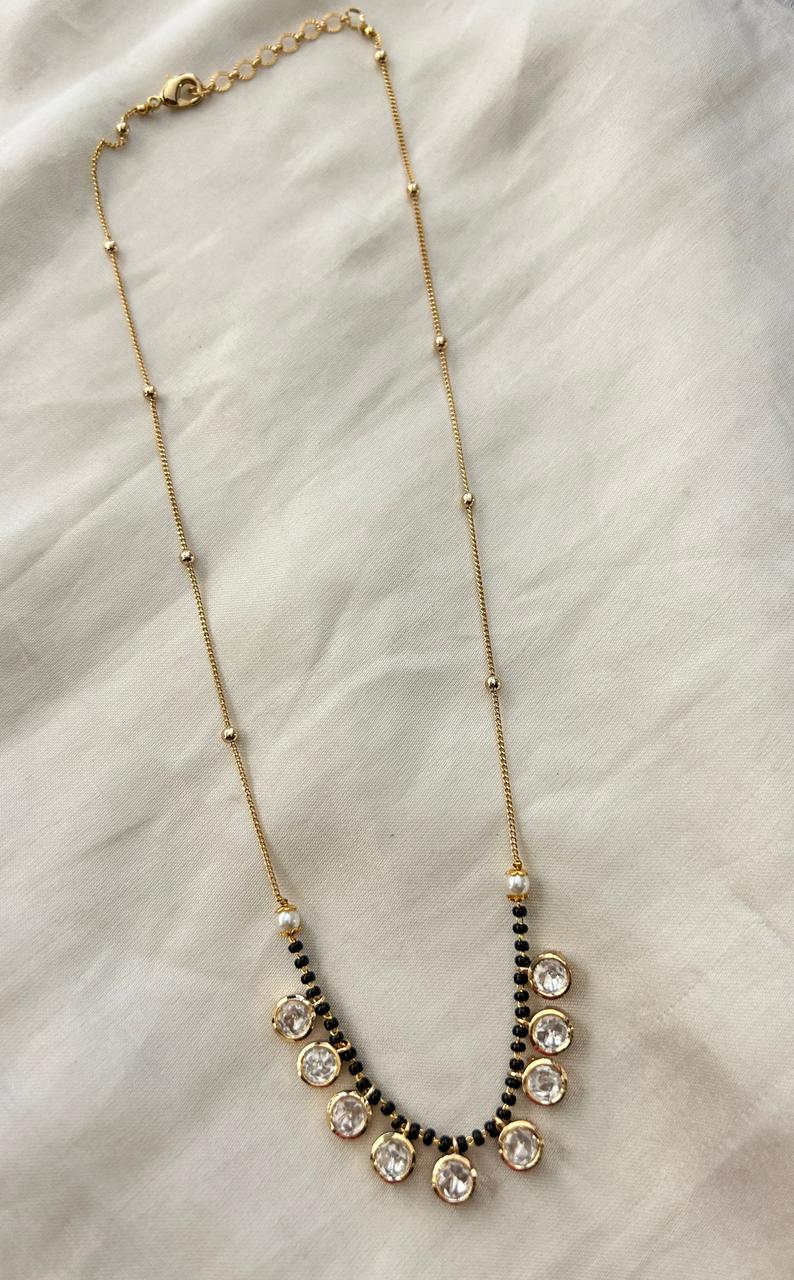 Meherika Noir Mangalsutra Set with Crystal Stud Earrings