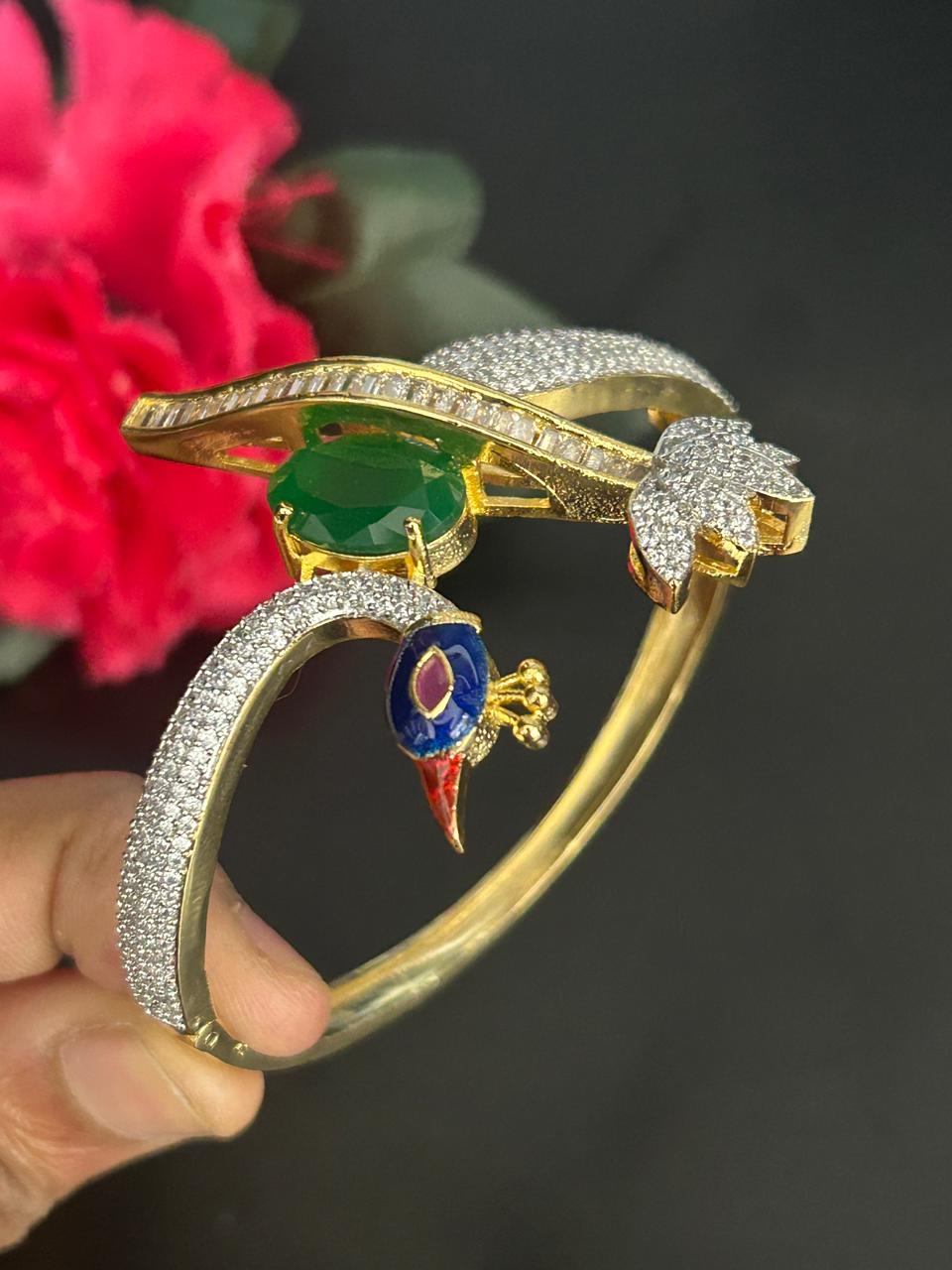 Mayurika Royal Peacock Designer Openable Kada Bracelet for Women