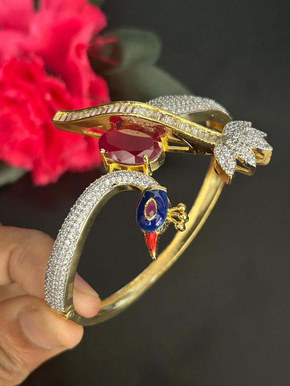 Mayurika Royal Peacock Designer Openable Kada Bracelet for Women