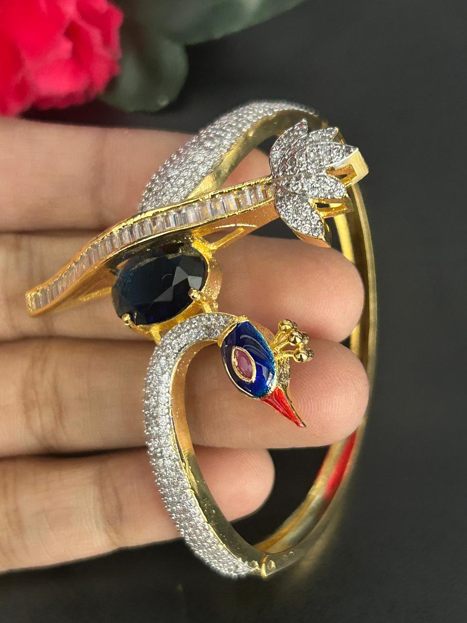 Mayurika Royal Peacock Designer Openable Kada Bracelet for Women