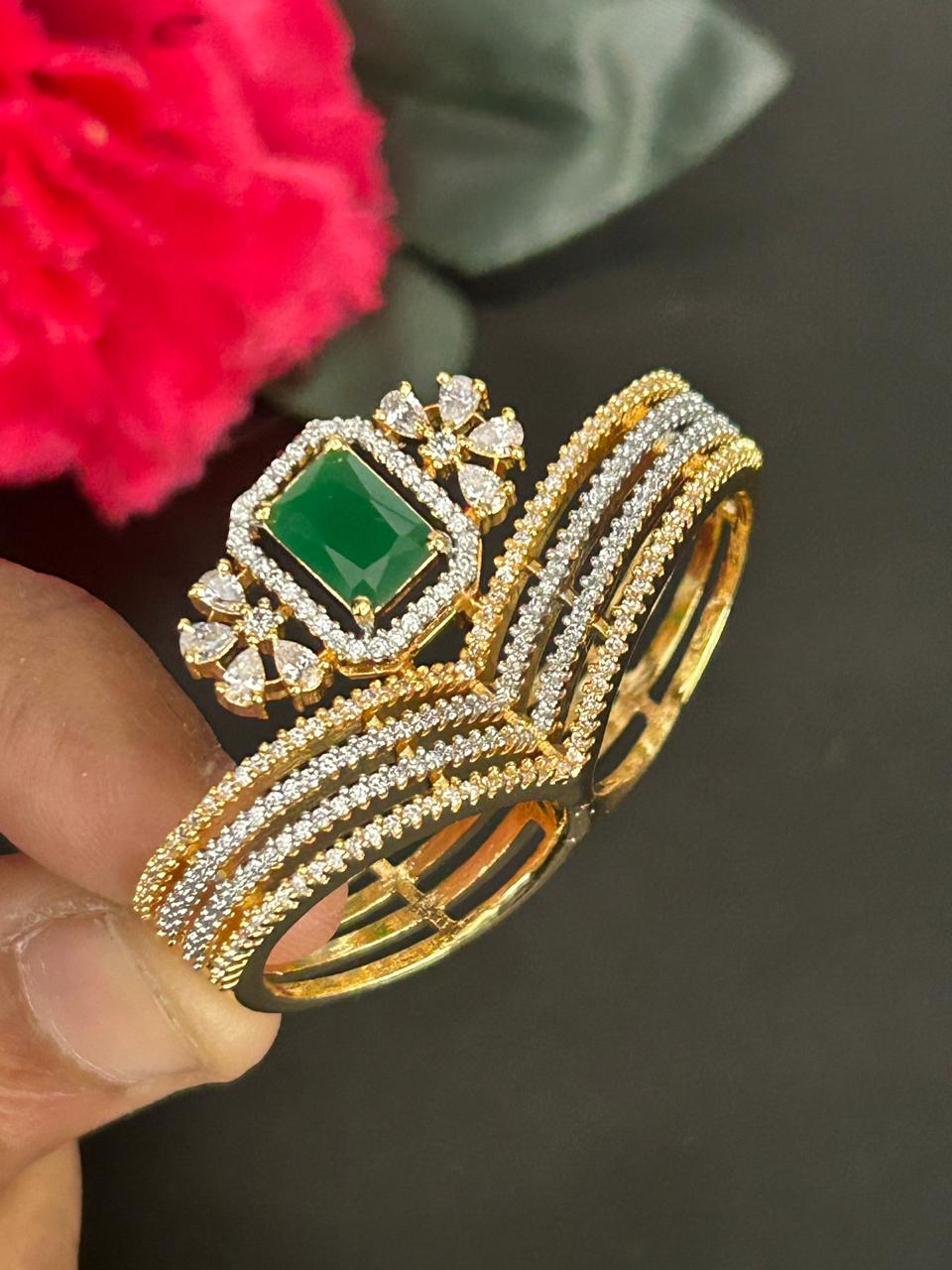 Mayurika Royal Ruby Halo Multi-Layer Statement Ring