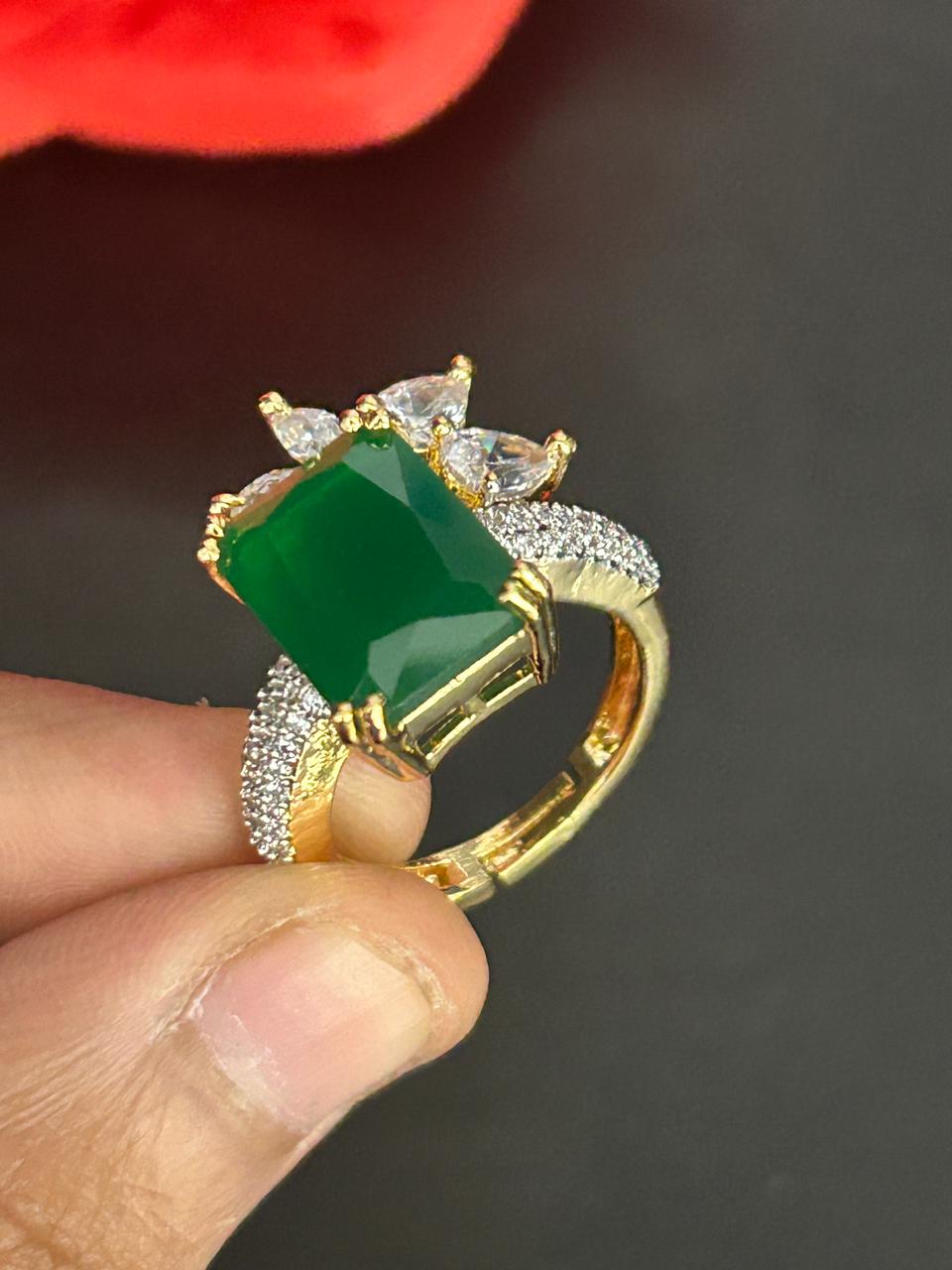 Zehra Emerald Crown Adjustable Ring for Women