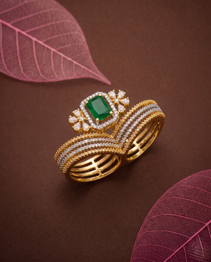 Mayurika Royal Ruby Halo Multi-Layer Statement Ring