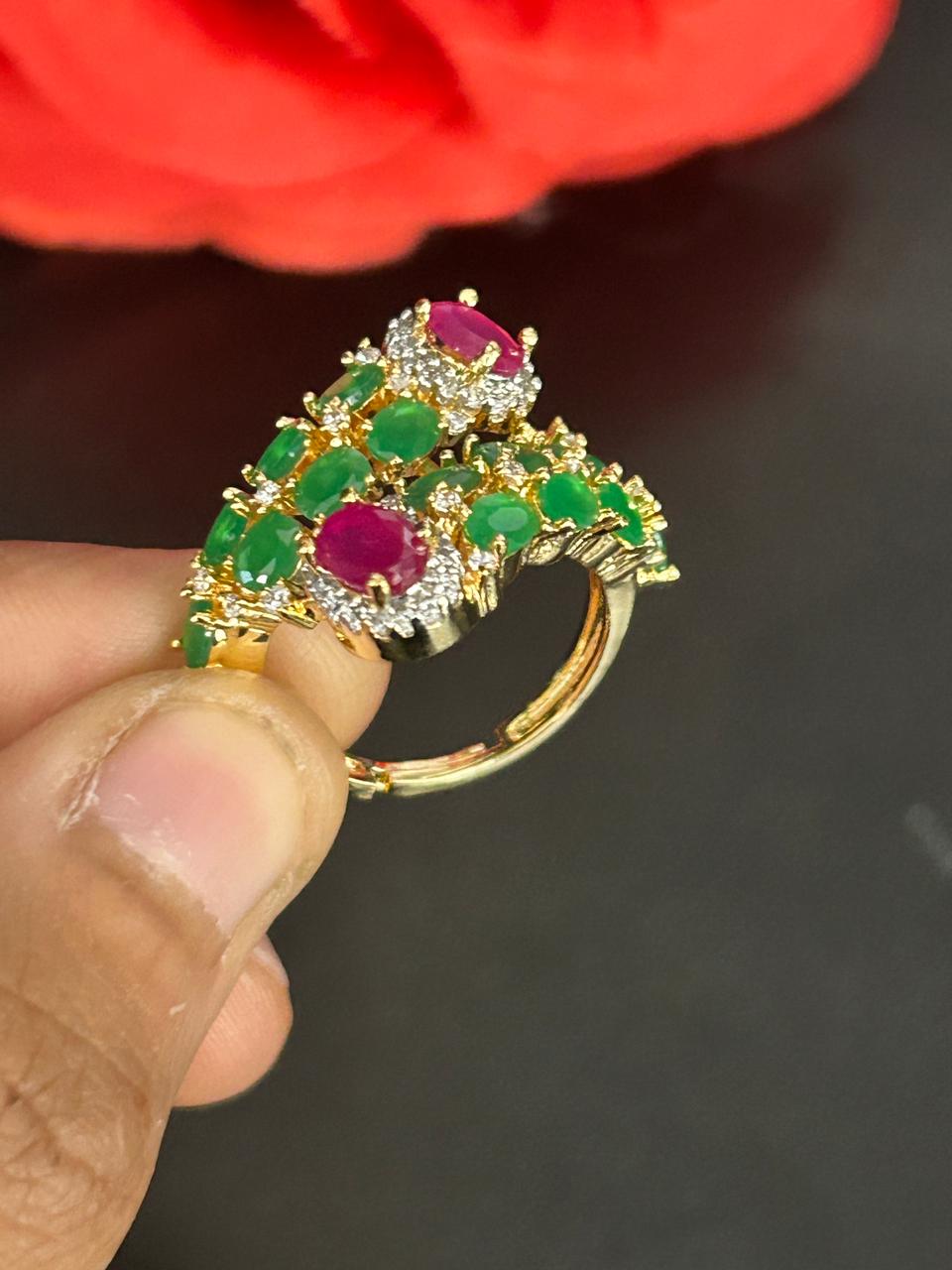 Gulnaar Ruby Bloom Adjustable Ring for Women