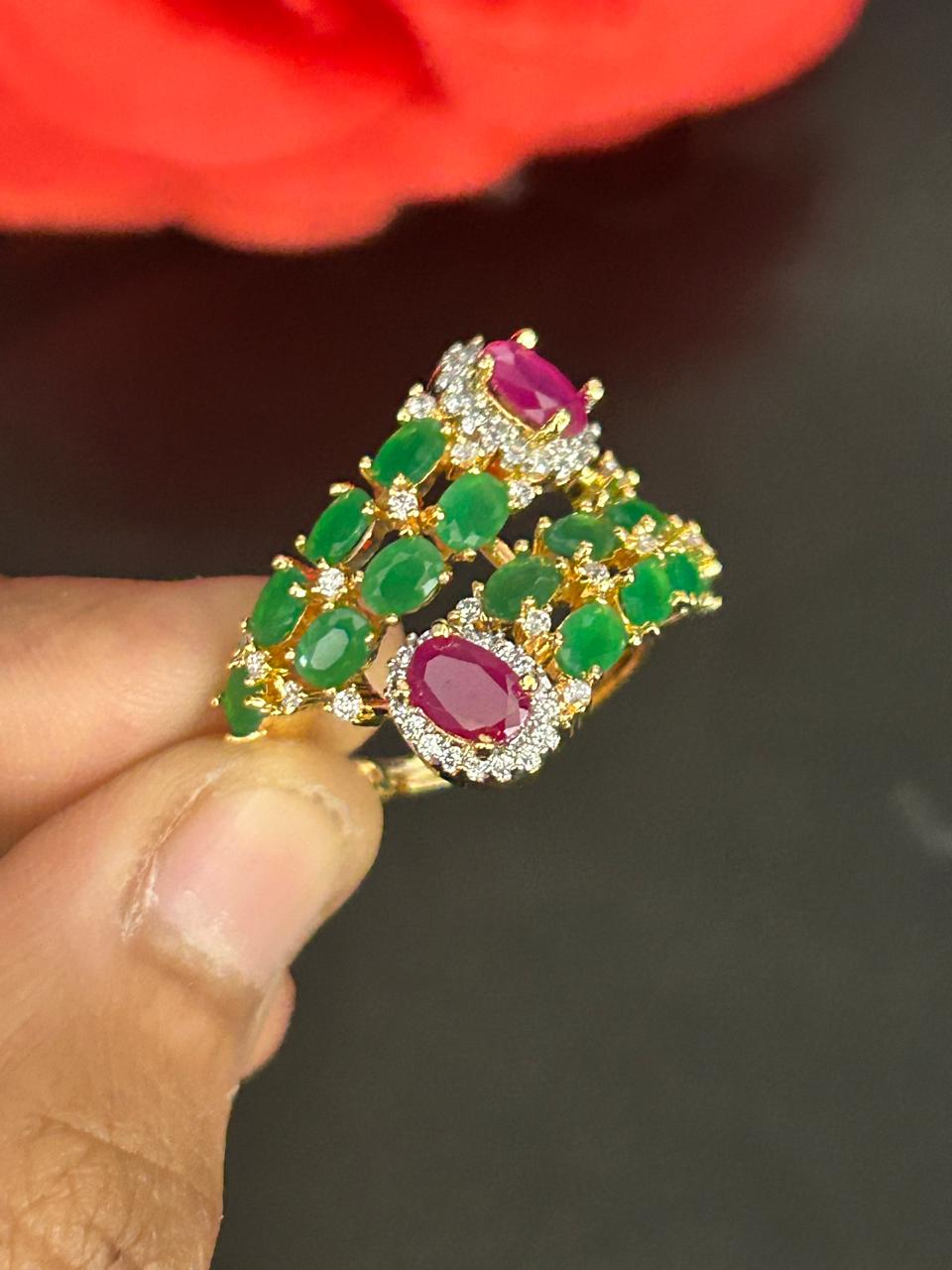Gulnaar Ruby Bloom Adjustable Ring for Women