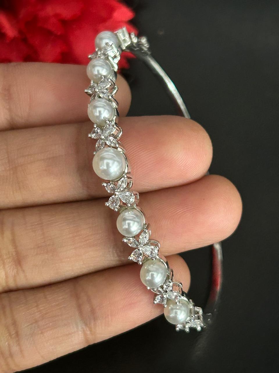 Pearl Glow Crystal Kada for Women