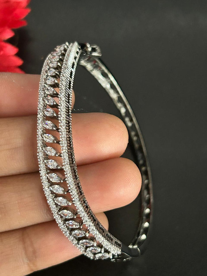 Silver Diamond Look Openable Kada for Women