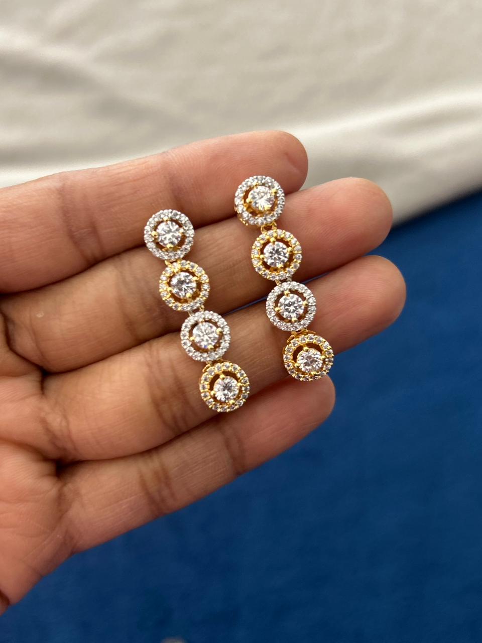 Chandrika Aura Real Look Diamond Necklace Set with Drop Earrings