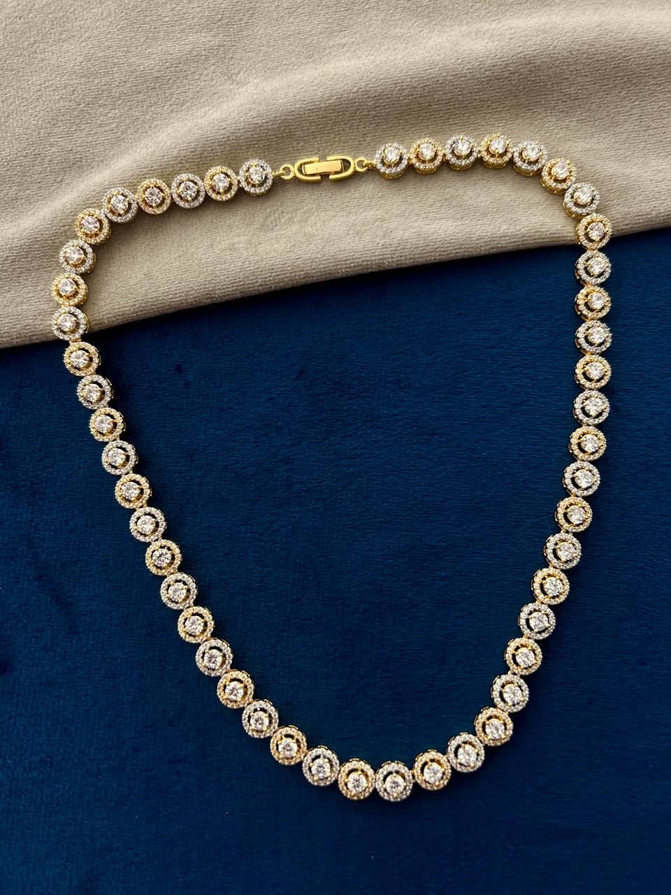 Chandrika Aura Real Look Diamond Necklace Set with Drop Earrings