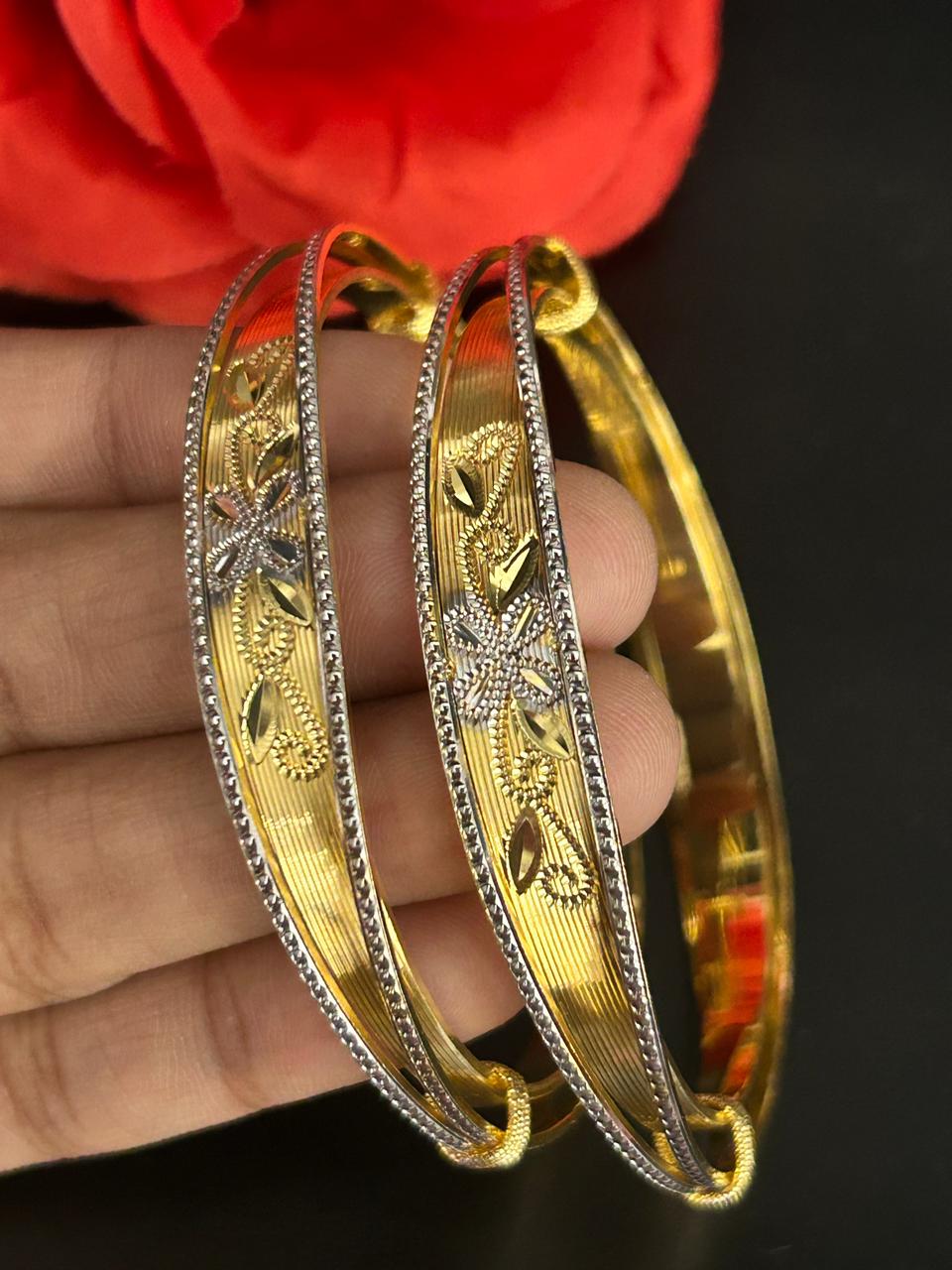 Dual Tone Floral Bangles for Women