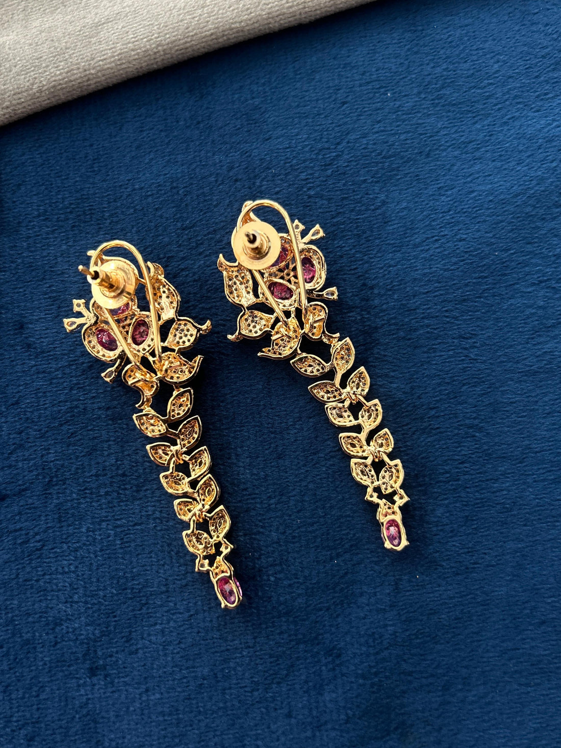 Gulnaaz Pushp Pink Floral Diamond Look Necklace Set with Earrings | Gold Tone Party Jewellery